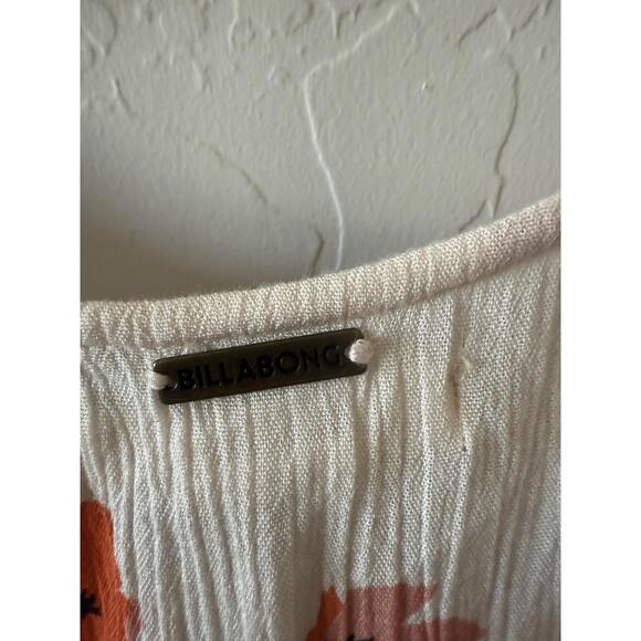 Billabong Dress Womens Medium Floral Wrap Short Sleeve V Neck Boho Summer Chic - Picture 3 of 6